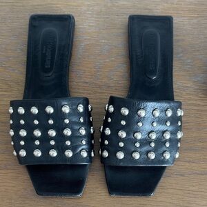 The Kooples Black Studded Leather Sandals